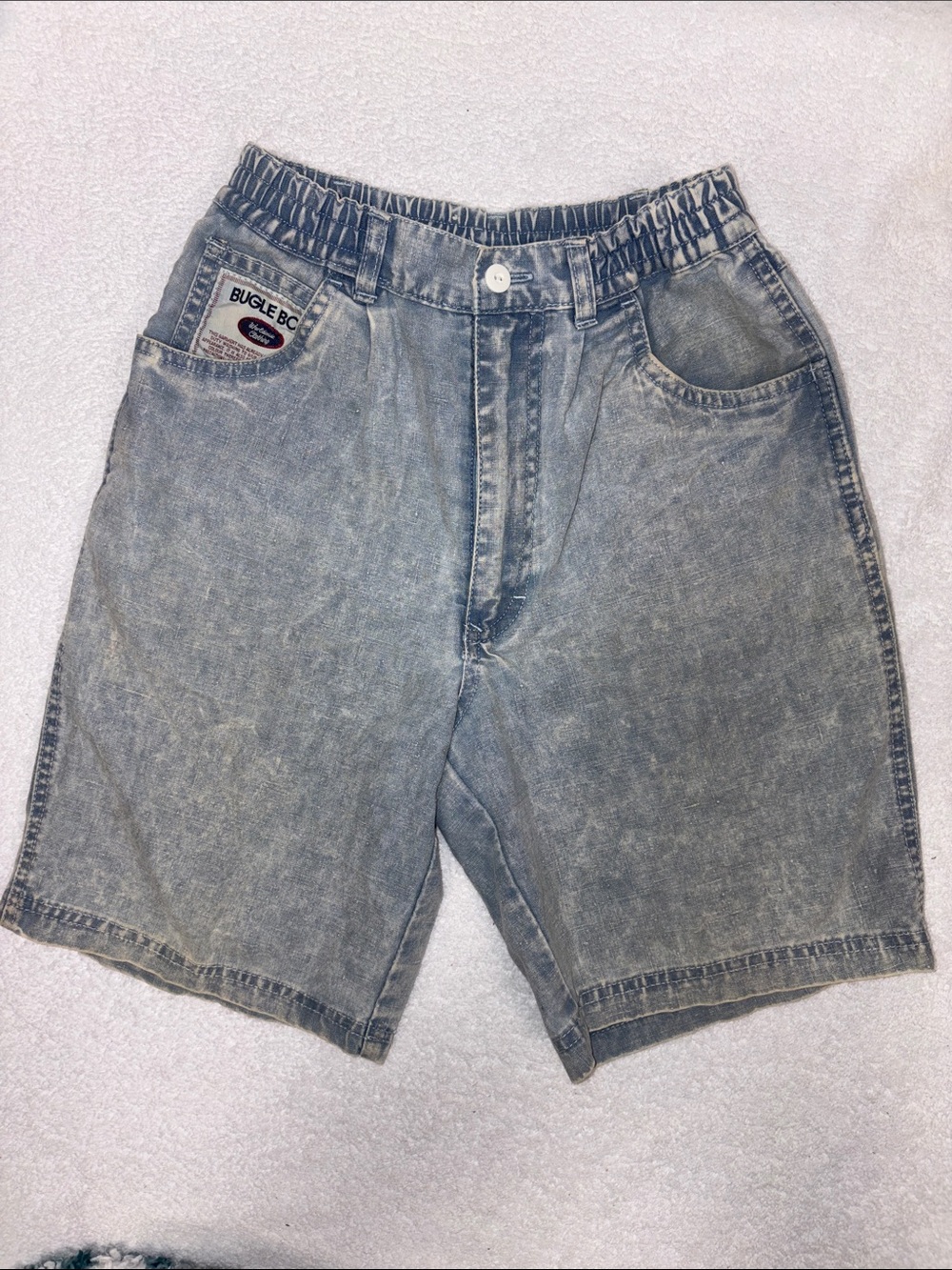 Bugle Boy vintage Light washed carpenter Shorts elastic waist boys 14